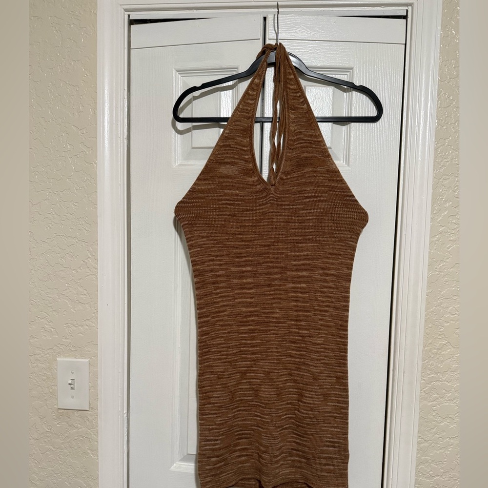 Brown Halter Neck Women's Top